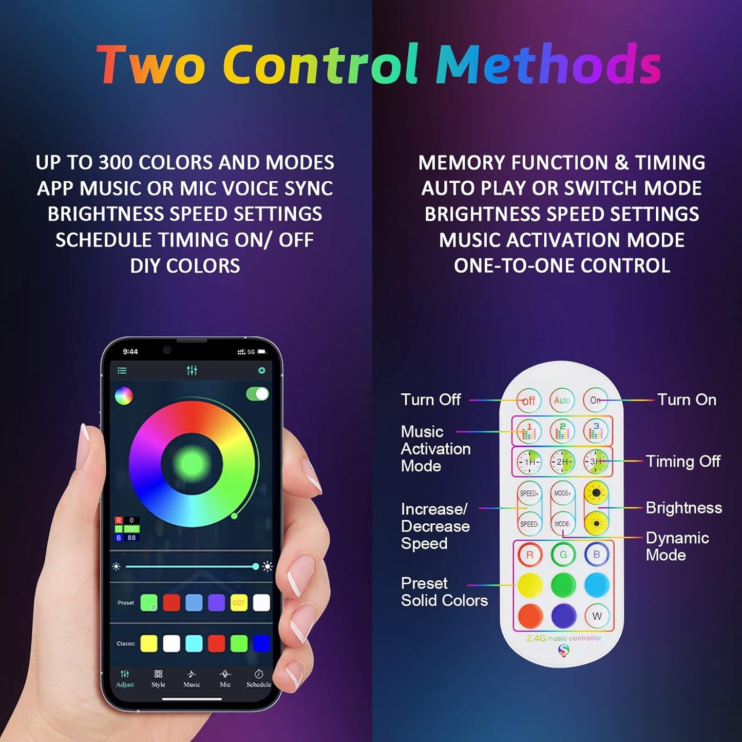 2 Pack 3FT LED Whip Lights with App & Remote Control - Spiral RGB Chasing Lights for UTV, ATV, Polaris RZR, Can-Am SXS, and Trucks - Music Sync Feature Included!